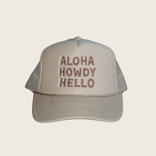 ALOHA HOWDY HELLO TRUCKER